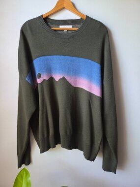 EUC SPIRITUAL GANGSTER LANDSCAPE PRINT CREW NECK SOFT SWEATER TOP SIZE XL